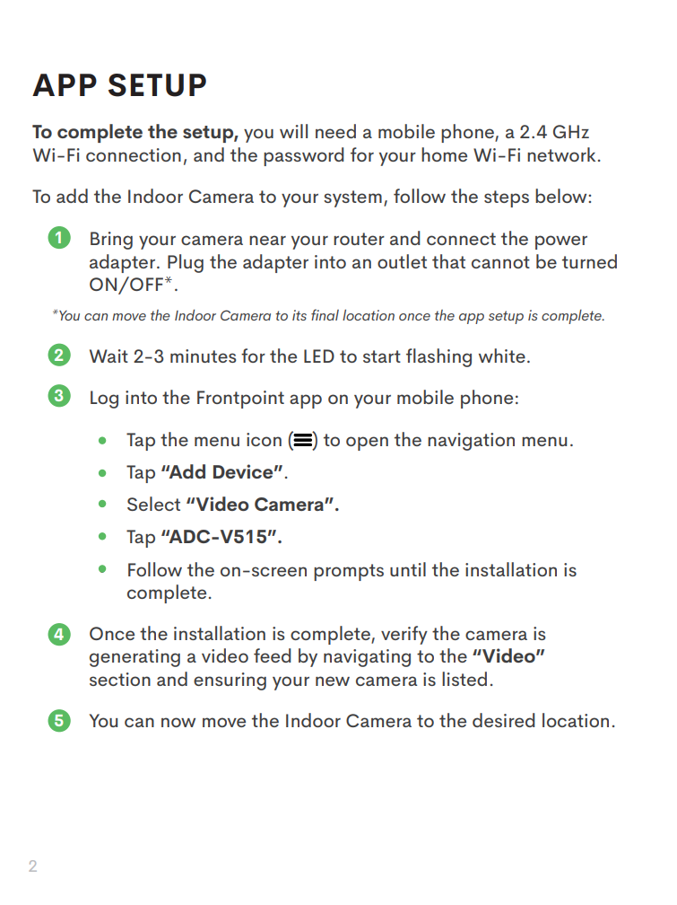 Frontpoint indoor best sale camera setup