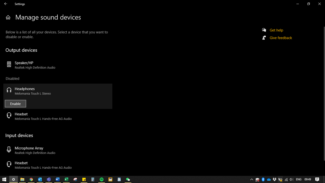 Using your Melomania Touch earphones with Microsoft Teams